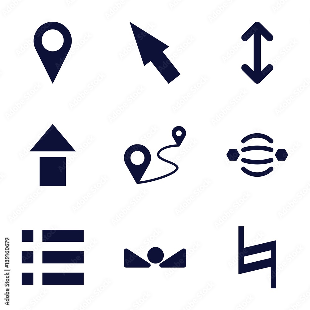 Poster set of 9 navigation filled icons