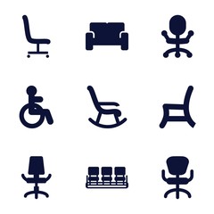 Set of 9 armchair filled icons