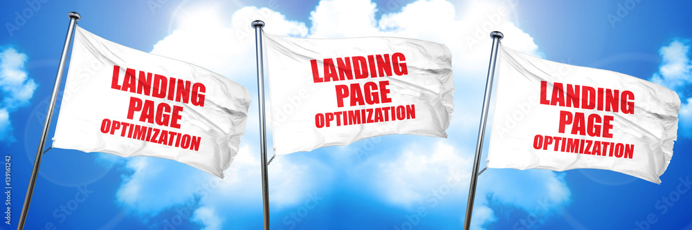 Poster landing page optimization, 3d rendering, triple flags