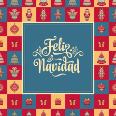 Feliz navidad. Xmas card on Spanish language.