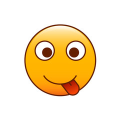 Cute smiling sticking out his tongue. Vector emoticon
