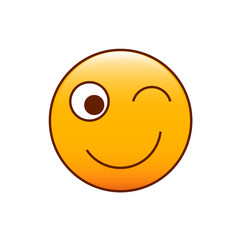 Wink smiley. Vector icon yellow emoticon