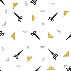 seamless scissor with glitter pattern on white background