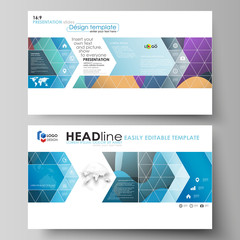 Fototapeta premium Business templates in HD format for presentation slides. Easy editable vector layouts in flat style. Bright color pattern, colorful design with overlapping shapes forming abstract beautiful background