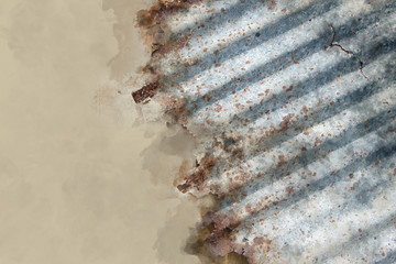 Watercolor effect picture of background and texture rusty zinc.