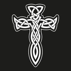 Vector illustration of a black and white celtic knot cross