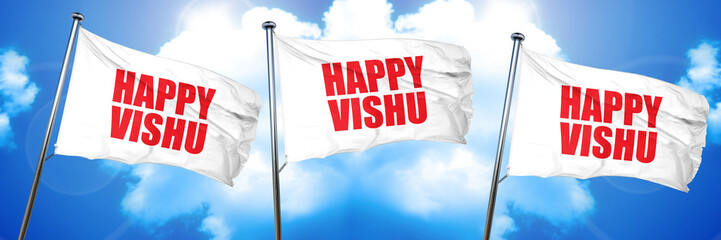 happy vishu, 3D rendering, triple flags