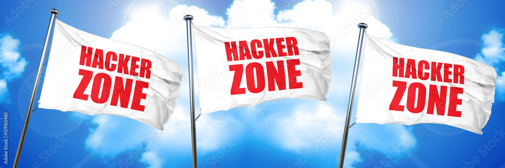 Poster hacker zone, 3d rendering, triple flags