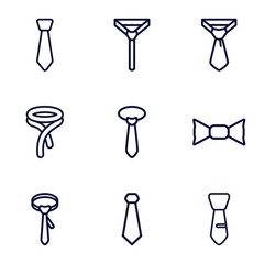 Set of 9 necktie outline icons
