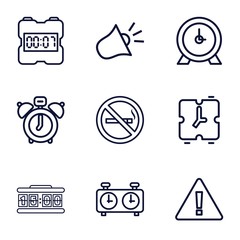 Set of 9 alarm outline icons