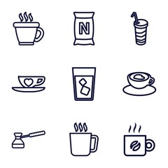 Set of 9 coffee outline icons