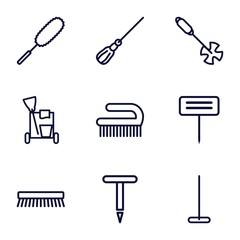 Set of 9 broom outline icons
