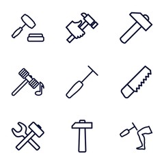 Set of 9 hammer outline icons