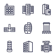 Obraz premium Set of 9 skyscraper outline icons
