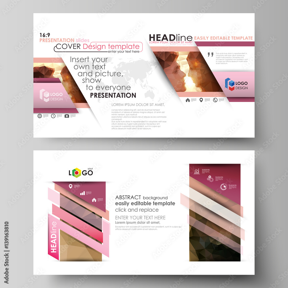 Poster business templates in hd format for presentation slides. easy editable abstract vector layouts in fl