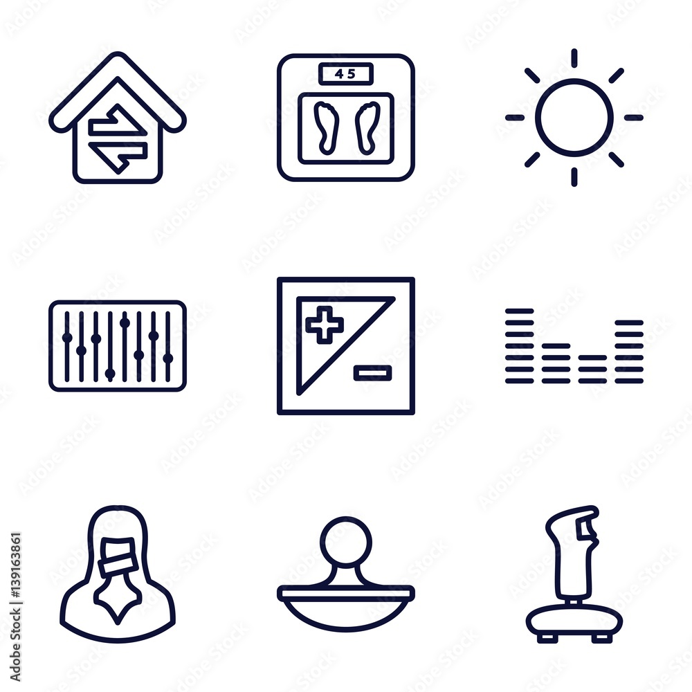 Poster set of 9 control outline icons