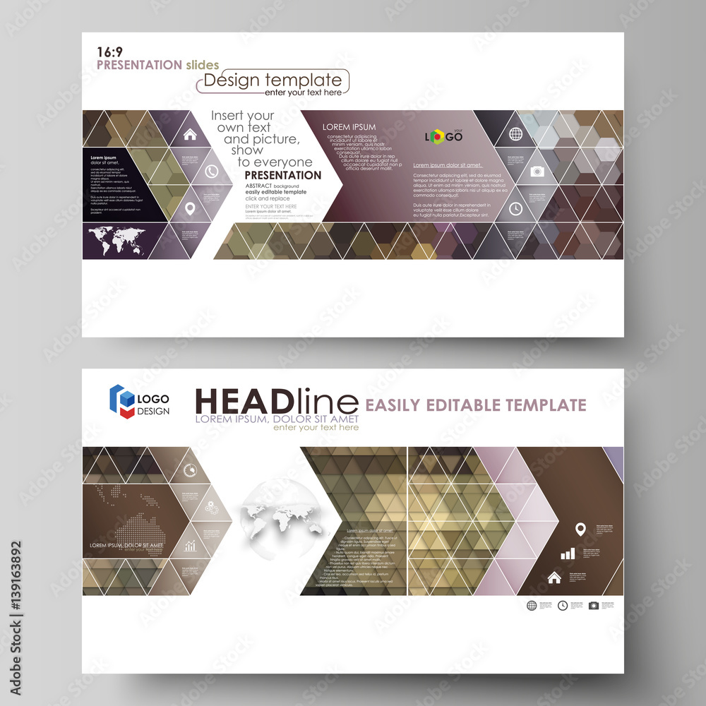 Poster business templates in hd format for presentation slides. easy editable vector layouts in flat design