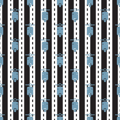 seamless blue motorcycle pattern on stripe background
