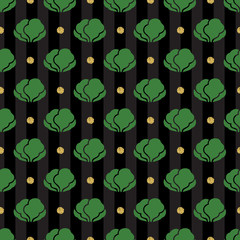 seamless green vegetable glitter with gold dot glitter pattern on stripe background