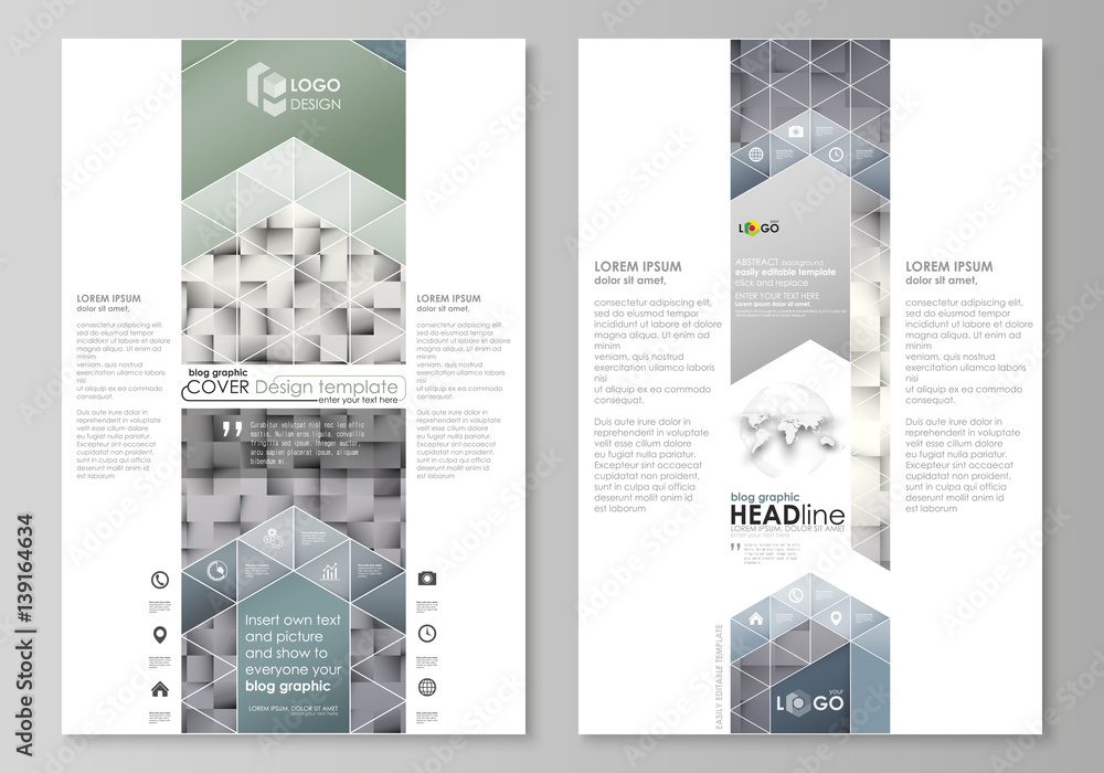 Wall mural blog graphic business templates. page website design template, easy editable abstract vector layout.