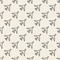 seamless monochrome airplane pattern background