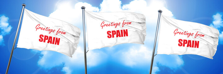Greetings from spain, 3D rendering, triple flags