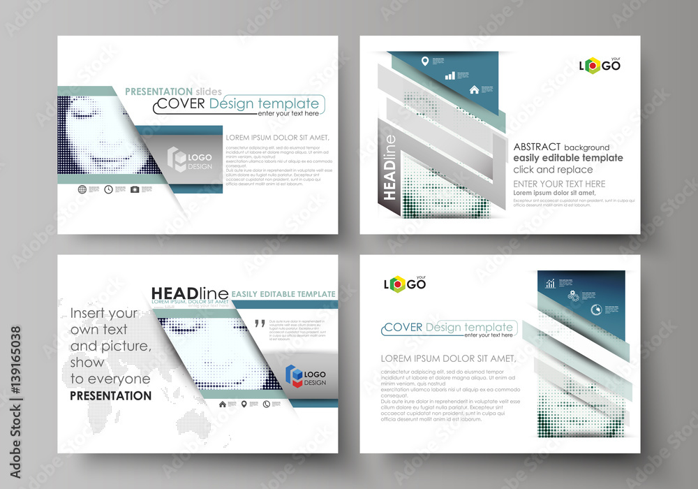 Poster set of business templates for presentation slides. abstract design vector layouts. halftone dotted b