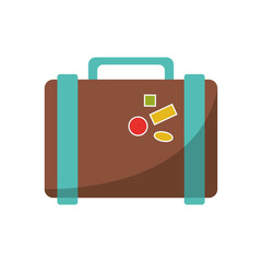 suitcase travel with stickers icon vector illustration eps 10