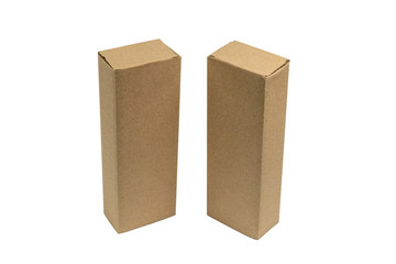 Two package brown cardboard box for long items. Mockup, isolated