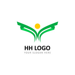 Green Letter H Wing with yellow dot Logo