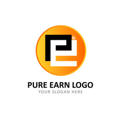 Fototapeta premium Coin Pure Earn Logo