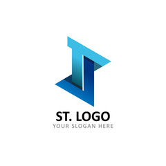Initial Letter S and T or T and J logo design