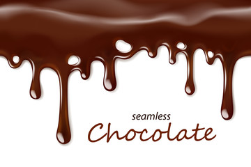 Seamless dripping chocolate repeatable isolated on white - 139167625