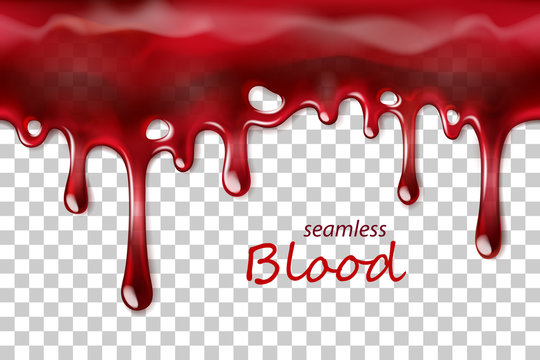Seamless dripping blood repeatable isolated on transparent background