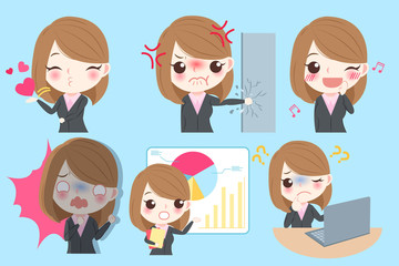 businesswoman do different emotion