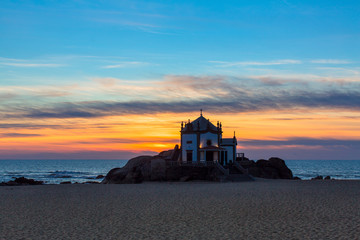 Chapel Senhor da Pedra at Miramar Beach, Portugal.