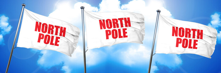 north pole, 3D rendering, triple flags