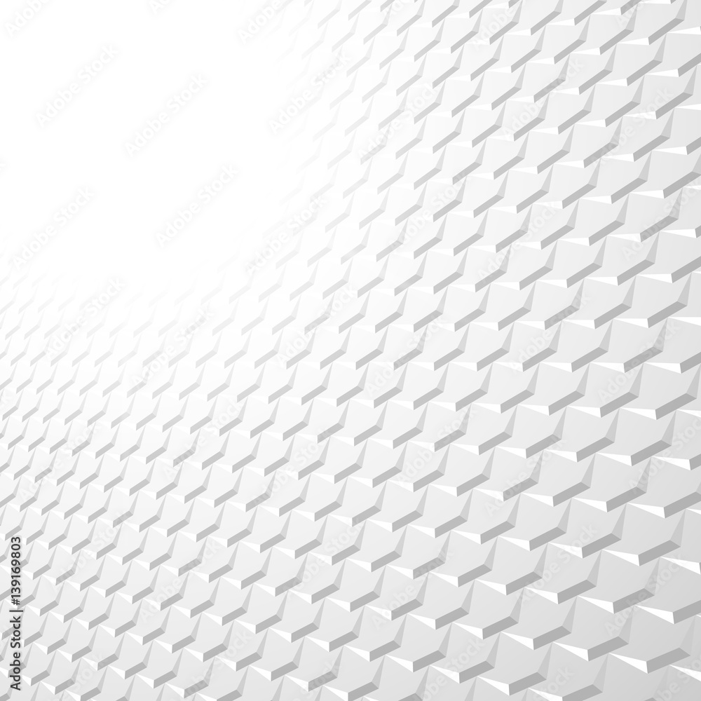 Poster White background with pattern of hexagonal tiles overlayed as fish scales