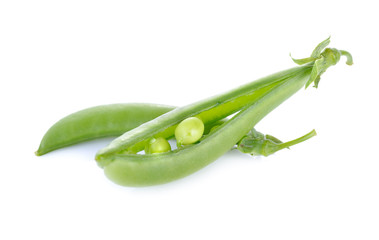 fresh sugar snap pea or green pea on white background