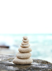 Zen stones, background ocean for the perfect meditation