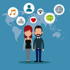 couple social media world icons vector illustration eps 0