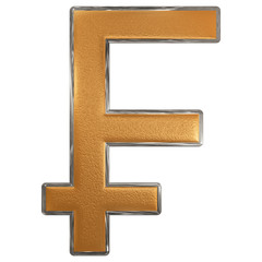 Obraz premium Symbol of French franc, isolated on white background, 3D illustration