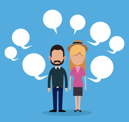 couple social media bubble speech vector illustration eps 0