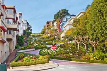 Foto op Aluminium Beroemde Lombard Street, San Francisco, Californië © sborisov