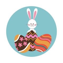 rabbit easter eggs decorative ornament vector illustration eps 10