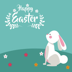 happy easter bunny floral design vector illustration eps 10