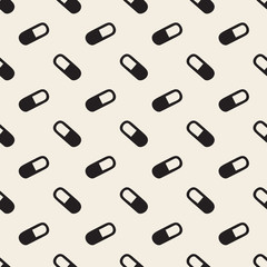Seamless monochrome drugs pattern background