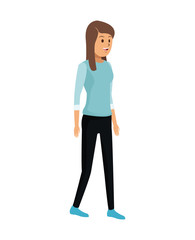 young woman standing with blue tshirt vector illustration eps 10