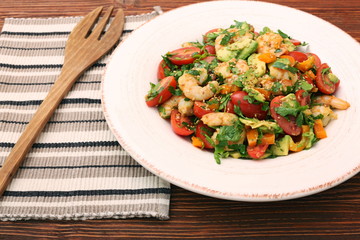 Shrimp and avocado salad with tomato