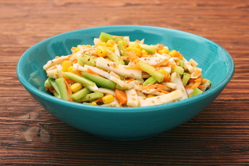 Calamari salad with carrot and cucumber